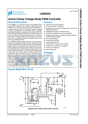 LM5025C datasheet - Active Clamp Voltage Mode PWM Controller