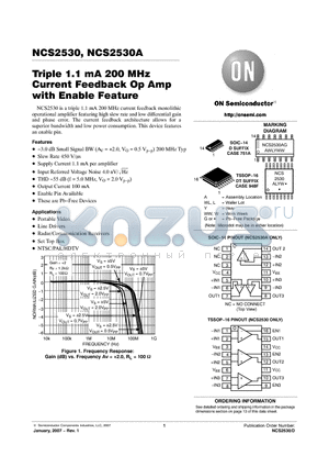 NCS2530DTBG datasheet - Triple 1.1 mA 200 MHz Current Feedback Op Amp with Enable Feature