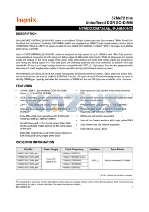 HYMD232M726AL8-M datasheet - Unbuffered DDR SO-DIMM