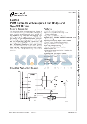 LM5035 datasheet - PWM Controller with Integrated Half-Bridge and SyncFET Drivers