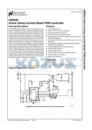 LM5026MT datasheet - Active Clamp Current Mode PWM Controller