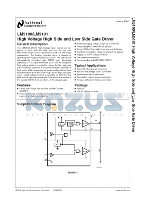 LM5100 datasheet - High Voltage High Side and Low Side Gate Driver