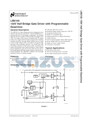 LM5105 datasheet - 100V Half Bridge Gate Driver with Programmable Dead-time