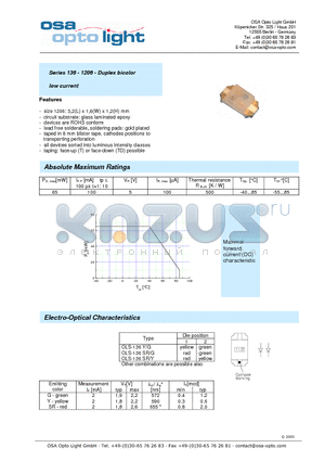 OLS-136SR/G-C-TD datasheet - Series 136 - 1206 - Duplex bicolor low current
