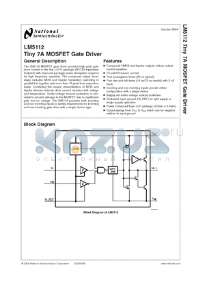 LM5112 datasheet - Tiny 7A MOSFET Gate Driver