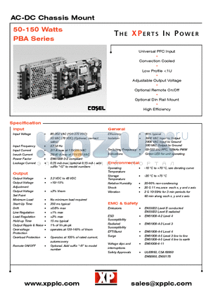 PBA100F-9 datasheet - AC-DC Chassis Mount