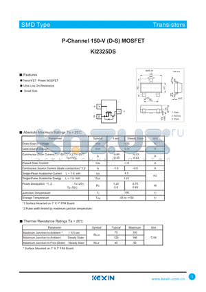 KI2325DS datasheet - P-Channel 150-V (D-S) MOSFET