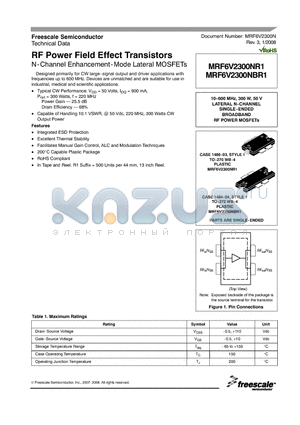 MRF6V2300NR1 datasheet - RF Power Field Effect Transistors N-Channel Enhancement-Mode Lateral MOSFETs