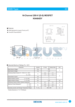 KI4464DY datasheet - N-Channel 200-V (D-S) MOSFET