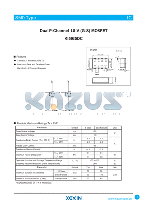 KI5935DC datasheet - Dual P-Channel 1.8-V (G-S) MOSFET