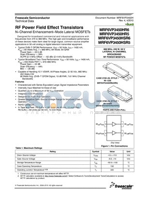 MRF6VP3450HR5 datasheet - RF Power Field Effect Transistors N-Channel Enhancement-Mode Lateral MOSFETs