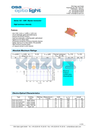 OLS-150SUD/SUD-XD-T datasheet - Series 152 - 1206 - Bipolar monocolor High luminous intensity