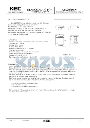 KIA2039 datasheet - BIPOLAR LINEAR INTEGRATED CIRCUIT (FM ANTENNA DIVERSITY IC)