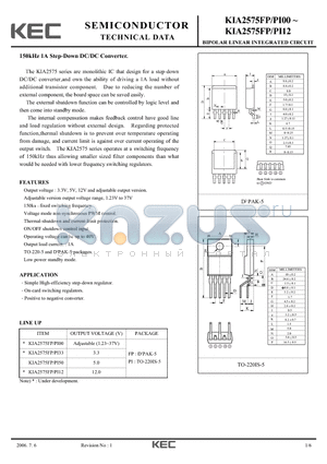 KIA2575FP/PI50 datasheet - BIPOLAR LINEAR INTEGRATED CIRCUIT