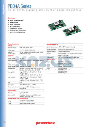 PBB4A-053R3B datasheet - 1.5-10 WATTS SINGLE & DUAL OUTPUT DC/DC INDUSTRIAL