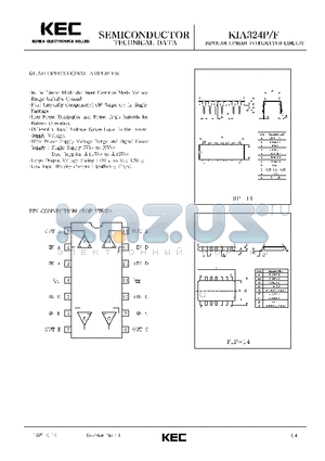 KIA324P datasheet - BIPOLAR LINEAR INTEGRATED CIRCUIT (QUAD OPERATIONAL AMPLIFIER)