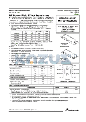 MRF8S19260HSR6 datasheet - RF Power Field Effect Transistors