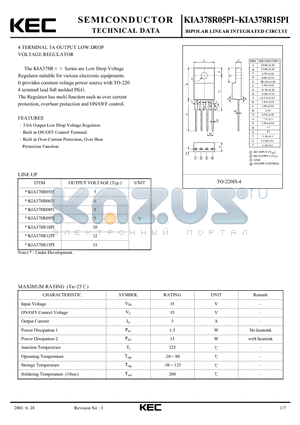 KIA378R09PI datasheet - BIPOLAR LINEAR INTEGRATED CIRCUIT (4 TERMINAL 3A OUTPUT LOW DROP VOLTAGE REGULATOR)