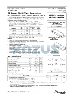 MRF8S21200HR6 datasheet - RF Power Field Effect Transistors N-Channel Enhancement-Mode Lateral MOSFETs