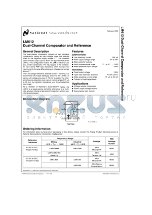 LM612IM datasheet - Dual-Channel Comparator and Reference