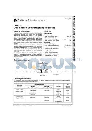 LM612MN datasheet - Dual-Channel Comparator and Reference