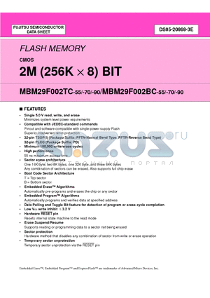 MBM29F002BC datasheet - 2M (256K X 8) BIT