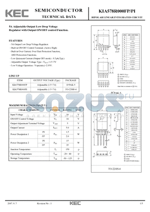 KIA578R000PI datasheet - BIPOLAR LINEAR INTEGRATED CIRCUIT