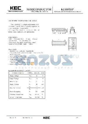 KIA6035 datasheet - BIPOLAR LINEAR INTEGRATED CIRCUIT (AM TUNER SYSTEM FOR CAR AUDIO)