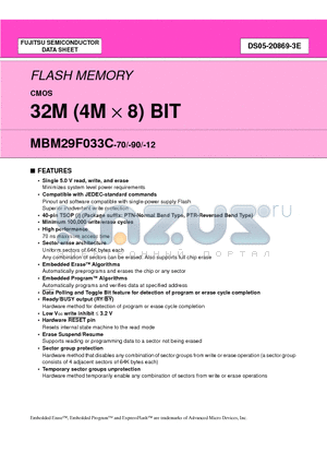 MBM29F033C-70 datasheet - 32M (4M X 8) BIT