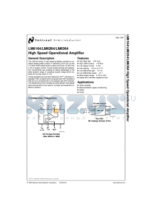 LM6164WG/883 datasheet - High Speed Operational Amplifier