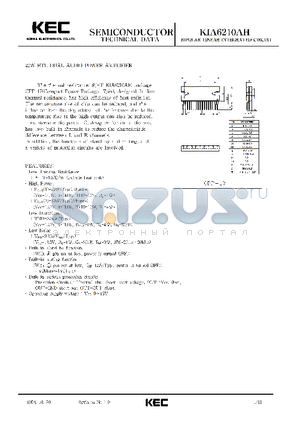 KIA6210AH datasheet - 22W BTL DUAL AUDIO POWER AMPLIFIER