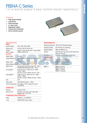 PBB4A-C12D15D datasheet - 1.5-10 WATTS SINGLE & DUAL OUTPUT DC/DC INDUSTRIAL