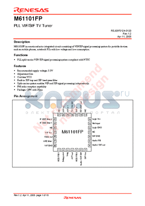 M61101FP datasheet - PLL VIF/SIF TV Tuner