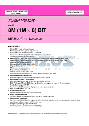 MBM29F080AC-55PTR datasheet - 8M (1M X 8) BIT