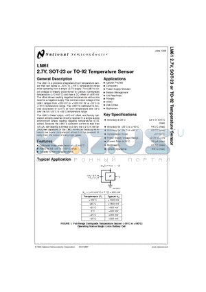 LM61CIM3 datasheet - 2.7V, SOT-23 or TO-92 Temperature Sensor