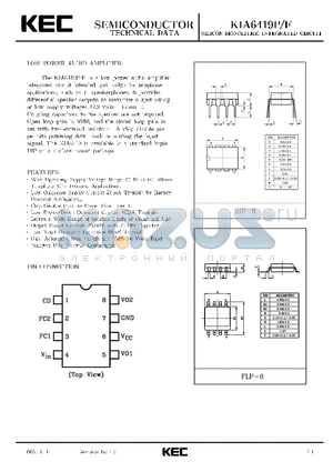 KIA6419P datasheet - SILICON MONOLITHIC INTEGRATED CIRCUIT (LOW POWER AUDIO AMPLIFIER)