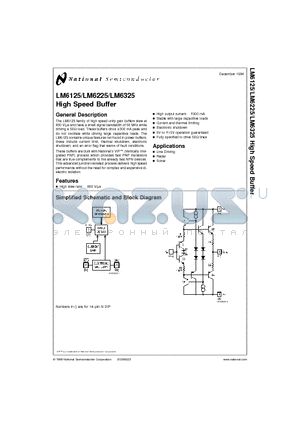 LM6225N datasheet - High Speed Buffer