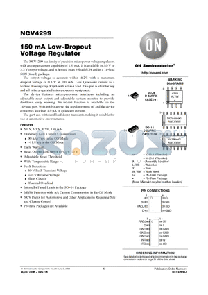 NCV4299D1G datasheet - 150 mA Low−Dropout Voltage Regulator