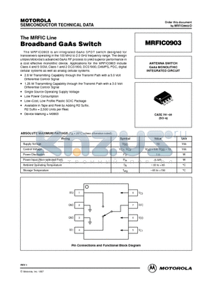 MRFIC0903 datasheet - ANTENNA SWITCH GaAs MONOLITHIC INTEGRATED CIRCUIT