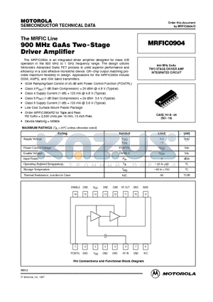 MRFIC0904 datasheet - 900 MHz GaAs TWO STAGE DRIVER AMP INTEGRATED CIRCUIT