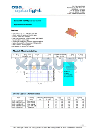 OLS-158SUD/SUD-XD-TD datasheet - Series 158 - 1206 Bipolar low current High luminous intensity