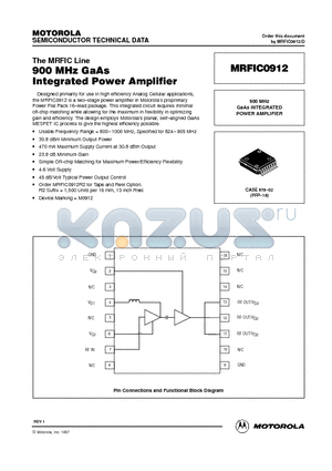 MRFIC0912 datasheet - 900 MHz GaAs INTEGRATED POWER AMPLIFIER