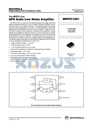 MRFIC1501 datasheet - 1.6 GHz GaAs LOW NOISE AMPLIFIER