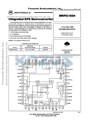 MRFIC1504 datasheet - INTERGRATED GPS DOWNCONVERTER