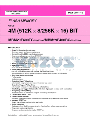 MBM29F400BC-90 datasheet - 4M (512K X 8/256K X 16) BIT