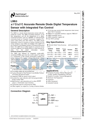 LM63DIMAX datasheet - a1C/a3C Accurate Remote Diode Digital Temperature Sensor with Integrated Fan Control