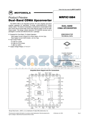 MRFIC1884R2 datasheet - Dual-Band CDMA Upconverter