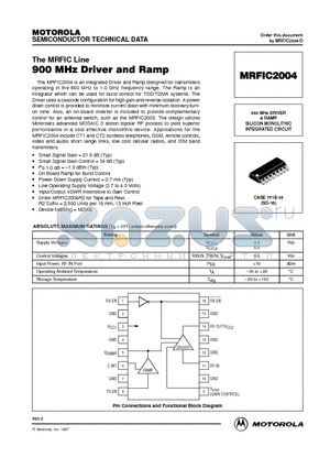 MRFIC2004 datasheet - 900 MHz DRIVER & RAMP SILICON MONOLITHIC INTEGRATED CIRCUIT