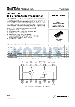 MRFIC2401 datasheet - 2.4 GHz DOWNCONVERTER GaAs MONOLITHIC INTEGRATED CIRCUIT