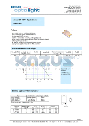 OLS-159SR/Y-C-TD datasheet - Series 159 - 1206 - Bipolar bicolor low current